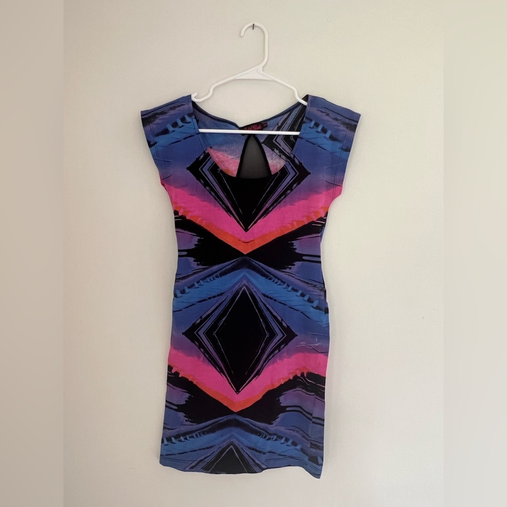 Motel Rocks Apparel | Short Sleeve Mesh Back Mini Dress | Color: Blue | Size: XS